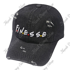 Mũ lưỡi trai jean rách bụi cá tính thêu chữ Finesse đẹp mắt hợp thời trang - Hạnh Dương