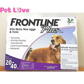 1 hộp Frontline Plus 3 tuýp nhỏ gáy trị ve, rận, bọ chét chó từ 20- 40kg