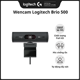 Webcam Logitech Full HD Brio 500 - Tự động điều chỉnh ánh sáng, Tự động lấy khung hình,Show mode, Mic kép giảm ồn, nắp che bảo mật, Hoạt động với Microsoft Teams, Google Meet, Zoom -Hàng chính hãng