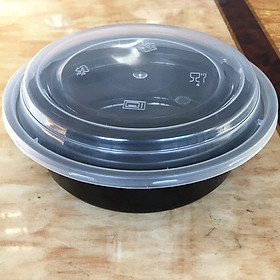 NAA 1PC/30PCS Black Healthy Round Disposable Lunch Box with Cover Food Container