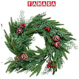 Vòng Hoa 2 Loại Lá 50 cm - Trang Trí Giáng Sinh - Chaang Chiia LP-W20-POP