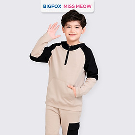 Bộ đồ thu đông cho bé trai size đại Bigfox Miss Meow áo hoodie có mũ quần jogger túi hộp 8-15 tuổi