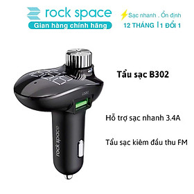 Tẩu sạc trên xe hơi kiêm đầu thu, phát FM Rockspace B302 kết nối bluetooth hàng chính hãng BH 1 năm