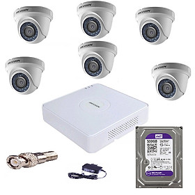 Mua TRỌN BỘ 6 CAMERA HIKVISION DS-2CE56D0T-IR VÀ DS-7108HQHI-K1. HDD WD 500GB (Hàng chính hãng)