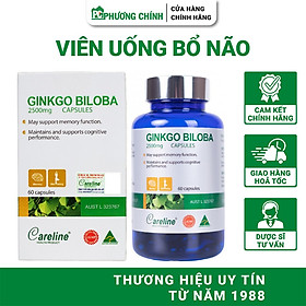 Viên Uống Bổ Não CareLine Ginkgo Biloba 2500mg Hỗ Trợ Tăng Cường Tuần Hoàn Máu Não 60 Viên/Hộp
