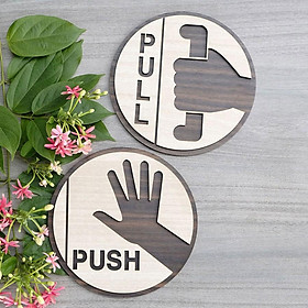 Tranh treo tường_ Bảng gỗ trang trí PULL PUSH F01_CRN_01 đẹp trang trí nhà và quán cafe Trenddecor