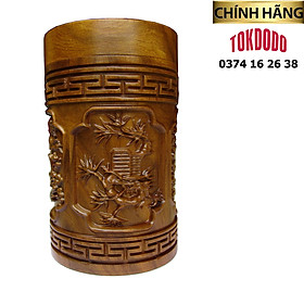 Mua Hộp Đựng Trà Tứ Quý Gỗ Bách Xanh Nguyên Khối TOKDODO