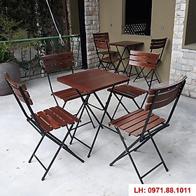 Mua Bàn ghế gỗ chân sắt F008