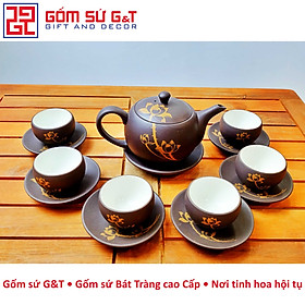 Mua Bộ trà nâu vẽ sen vàng Gốm Sứ G&T