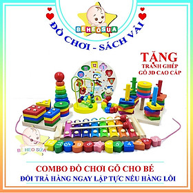 Combo Đồ Chơi Gỗ Phát Triển Trí Tuệ Cho Bé Vừa Chơi Vừa Học. KÈM 