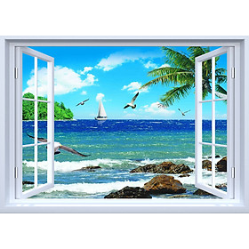 Mua TRANH CỬA SỔ PVP-CS7 Tranh dán tường 3d cửa sổ mở VƯỜN HOA  hàng cây xanh  Tranh dán tường có sẵn keo MỞ RỘNG KHÔNG GIAN NGÔ NHÀ