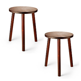 (Bộ 2) Đôn Gỗ Kệ Giá Tròn Nhỏ Đỡ Chậu Hoa Phong cách Mid-Century Bàn Trà Bàn Coffee Màu Nâu Đậm 40x30cm