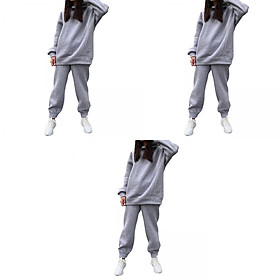 3X Women Hoodie Pants Set for Winter Jogging Tracksuit