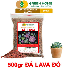 Đá Nham Thạch Lava GreenHome, Bao 500GR, Giá Thể Cho Thủy Sinh, Bonsai, Xương Rồng Màu Đỏ, Đen, Sạch Bụi