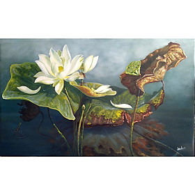 Mua Tranh hoa sen - in canvas kích thước 60x90 ( đủ khung)