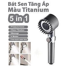 Đầu Bát sen tắm Spa 3 chế độ phun mạnh nhẹ - rất thích (màu titan, có nút on/off)