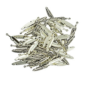 100 Pieces Small Feather Charms Craft Supplies Tibetan Silver Pendants Beads Charms Pendants for Crafting, Jewelry Findings Making Accessory