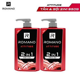 Combo 2 Tắm gội 2 trong 1 Romano hương nước hoa 650g chai