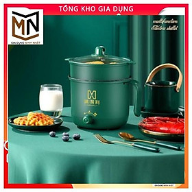 Nồi Lẩu Điện Mini, Nấu Mì 2 Tầng Kèm Giá Hấp Đa Năng Nướng, Luộc