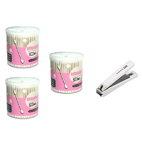 Combo 03 hộp bông vệ sinh tai + 01 bấm móng tay cao cấp - Hàng nội địa Nhật Bản.