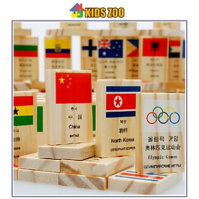 Đồ chơi gỗ Domino cờ các quốc gia phát triển trí tuệ cho bé