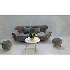 Bộ sofa băng xám khói nhung, salon phòng khách 1m9 PHKH4