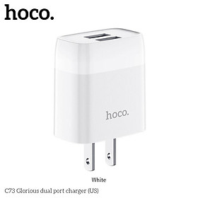 Củ sạc, bộ sạc 2 cổng USB Hoco C73 5V/2.4A Type C, Micro USB dành cho android, samsung, oppo, vivo,. hàng chính hãng