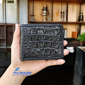 VÍ DA CÁ SẤU NAM. GAI LƯNG CÁ SẤU 2 MẶT ĐAN VIỀN BẢN CAO CẤP