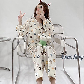 Bộ đồ ngủ nữ dài tay, bộ đồ pizama bộ pijama có thể mặc như bộ đồ bầu hay