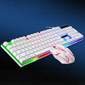 Bàn phím máy tính laptop Hewolf keyboard giả cơ có đèn LED kèm chuột tương thích hầu hết các thiết bị hàng chính hãng