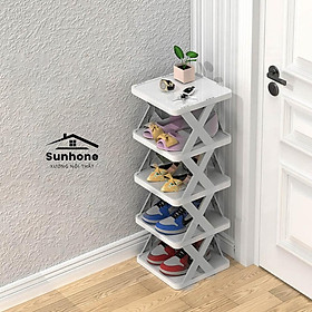 Mua kệ để giày dép 5 tầng chữ X - Kệ đựng giày dép đa năng bằng nhựa lắp ghép - Sunhome