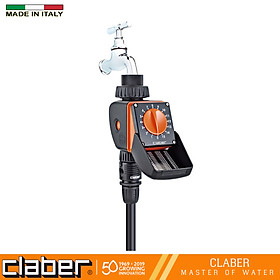 Bộ Hẹn Giờ Tưới Cây Tự Động 15 Kênh Vặn Claber Aquauno Logica 8422, ngõ vào ren 27mm, dùng pin 9V, 2 lần tưới trong ngày
