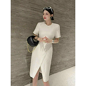ĐẦM BODY GẤM LỤA TÀ CHÉO KÈM NỊT