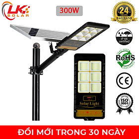 [CHÍNH HÃNG] Đèn Đường Led Năng Lượng Mặt Trời Siêu Sáng 300W Có Cảm Biến Chuyển Động - LK SOLAR LD-44300 BẢO HÀNH 2 NĂM, Sử dụng 100% năng lượng mặt trời, lắp đặt ngoài sân, đường phố, trang trại, cảm biến ánh sáng, có remote điều khiển