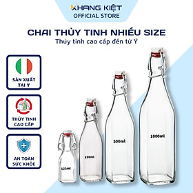 Chai Thủy Tinh Vuông Swing Bormioli Rocco đựng mật ong, nước uống, nước ép được làm từ thủy tinh cao cấp không chì