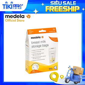 Hộp 25/50 túi trữ sữa Medela loại 180ml chống thủng - Có thể đặt nằm ngang hoặc dựng đứng dễ dàng xếp gọn trong tủ lạnh