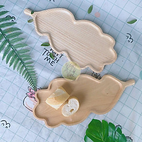 Khay lá trũng (17x37cm) gỗ Tần Bì nguyên khối I Khay gỗ đựng đồ ăn ,Decor trưng bày, chụp hình sản phẩm