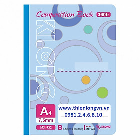 Sổ may dán gáy A4 - 360 trang; Klong 932 bìa xanh biển