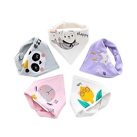 Set 5 khăn yếm tam giác cao cấp 100% cotton họa tiết đáng yêu cho bé