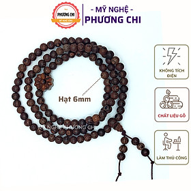 Vòng Tay 6ly Chuỗi Tràng 108 Hạt Gỗ Vân Mun Đuôi Công Mix Charm Hoa Sen | Mỹ Nghệ Phương Chi