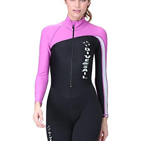 Women's Long Sleeve One-Piece Swimsuit Rashguard  Lycra Zipper Surf Snorkeling Suit