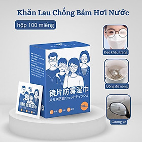 Hộp 100 miếng khăn giấy lau kính nano chống mờ sương, giấy lau kính chống trầy xước