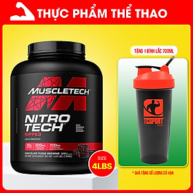 Sữa tăng cơ, giảm mỡ Muscletech Nitro Tech Ripped - Hộp 4lbs (1.8g) – Hỗ trợ phục hồi, phát triển cơ bắp, giảm mỡ thừa cho người tập thể hình và thể thao - Hàng chính hãng Muscletech USA - Mùi Chocolate - Kèm Quà Tặng