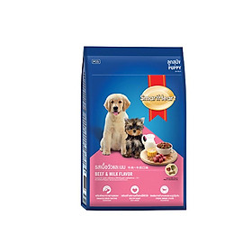 THỨC ĂN HẠT CHO CHÓ CON VỊ BÒ & SỮA - SMARTHEART PUPPY BEEF & MILK GÓI 2.7KG - THÁI LAN