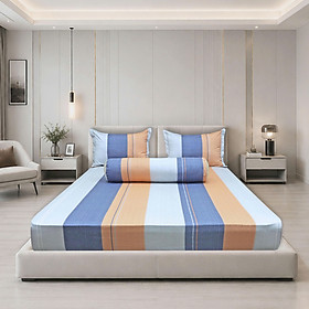 Bộ drap gối Hometex cotton in hoa văn - C