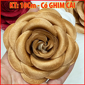 Tag Hoa Trà Lớn Cài Áo, Kiểu Cài Áo Hoa Có Ghim, Có Trâm Cài Áo Váy Màu Hồng, Trắng, Nâu Kích Thước 10 CM CH001