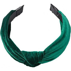 Bờm cài tóc turban nữ BN30D bản to vải nhung mầu xanh lá