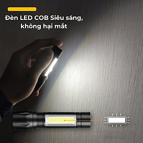 Đèn pin mini siêu sáng với 3 chế độ ,đèn pin cao cấp có zoom ,dây cắm sạc kèm hộp đựng sang trọng ,chống sốc phù hợp đi bộ đường dài , khẩn cấp 