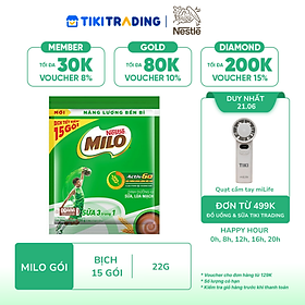 Bịch 15 gói Thức Uống Lúa Mạch Nestlé MILO Sữa 3 Trong 1 (22g/Gói)