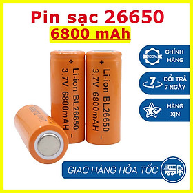 Pin 26650 Dung lượng 6800mAh 3.7v dòng xả 10A dùng cho quạt MINI,đèn pin,Tông Đơ,Sạc Dự phòng
